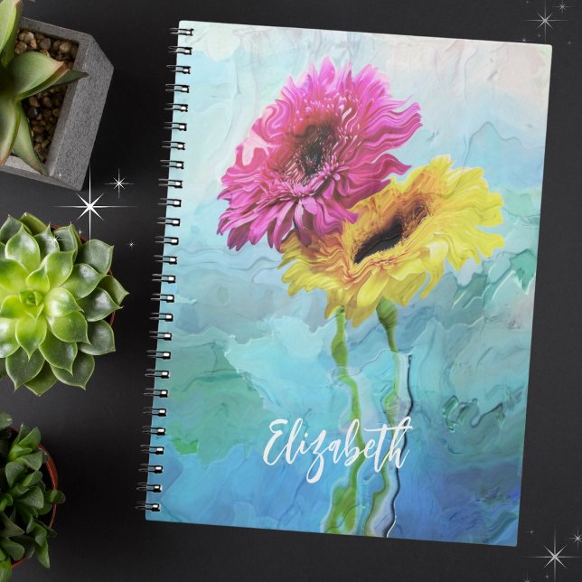 Carnet Belle BOHO Composition Florale Moderne (Customize with name, subject, etc or leave blank. Available in multiple styles and sizes.)