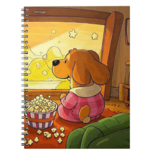 Carnet Belle caricature chiens pop-corn et film