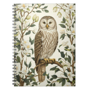 Carnet Belle Chouette De L'Oural Et Fleurs De Magnolia