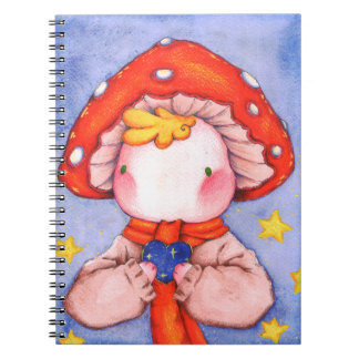 Carnet Belle drôle de bébé champignon Coeur aquarelle des