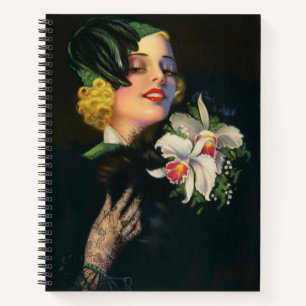 Carnet belle femme aux orchidées