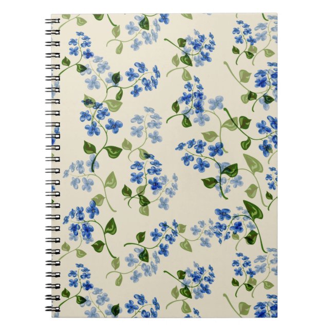 Carnet Belle florale sans couture motif oublier-me-pas bl (Devant)