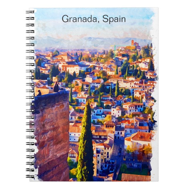 Carnet Belle Granada Espagne Aquarelle Vue (Devant)