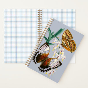 Carnet Belle illustration Vintage de papillon floral