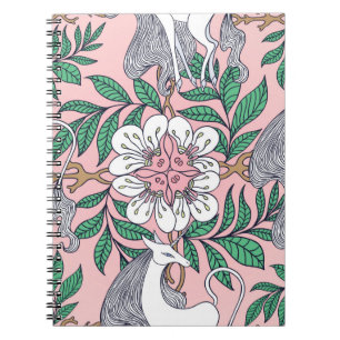 Carnet Belle licorne et circulaire ornement fleuri mer