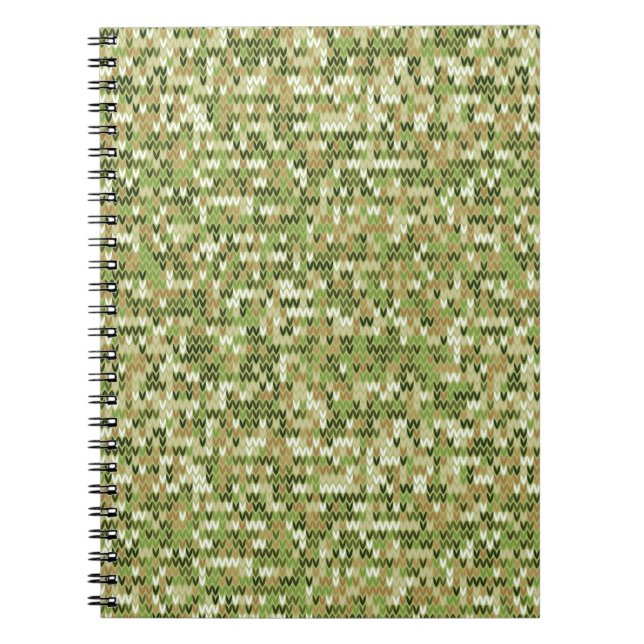 Carnet Belle motif en tricot de mamie vert olive (Devant)