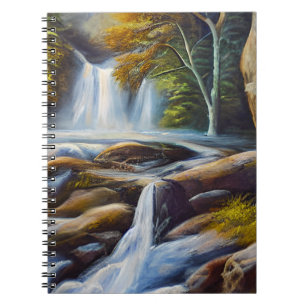 Carnet Belle nature Cascade de ruisseau peinture à l'huil