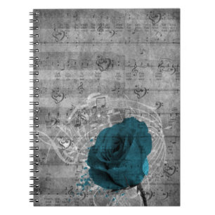 Carnet Belle peinture rose bleu antique