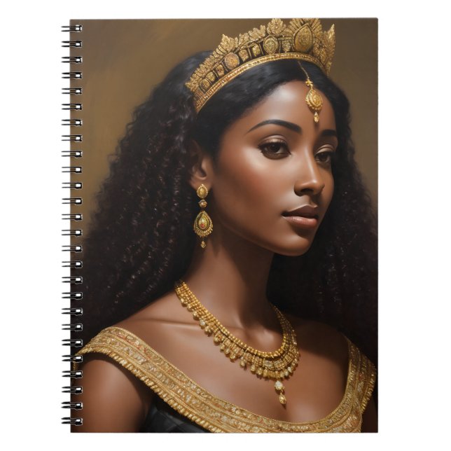Carnet Belle Reine Noire portant Couronne Or (Devant)