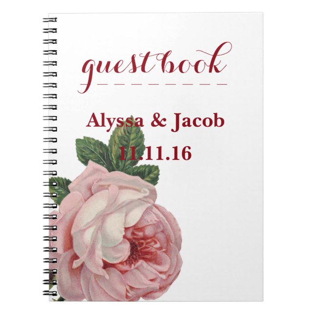 Carnet Belle rose Roses Mariage blanc (Devant)