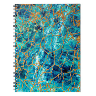 Carnet Belle texture luxueuse de marbre bleu avec or.