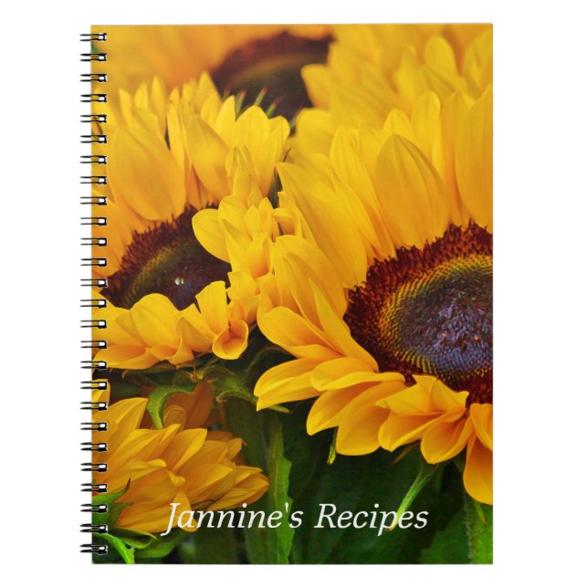 Carnet Belle tournesol orange jaune personnalisé (Devant)