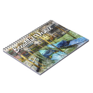 Carnet Belle Venise Italie Peinture de gondoles bleues
