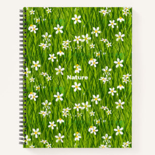Carnet Belles fleurs blanches sur feuilles vertes