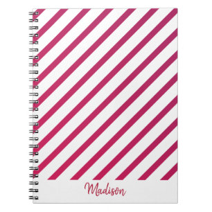 Carnet Belles rayures roses et rouges