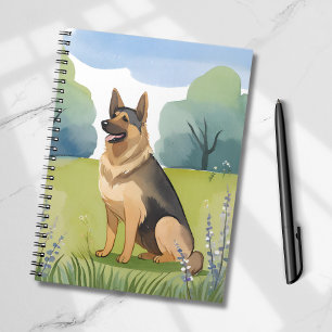 Carnet Berger Allemand Peinture Aquarelle de Chien