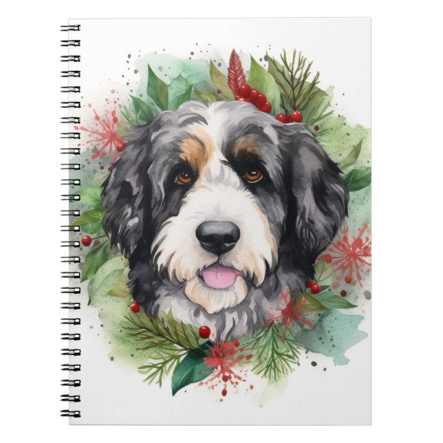 Carnet Bernedoodle Christmas Wreath Festive Pup (Devant)