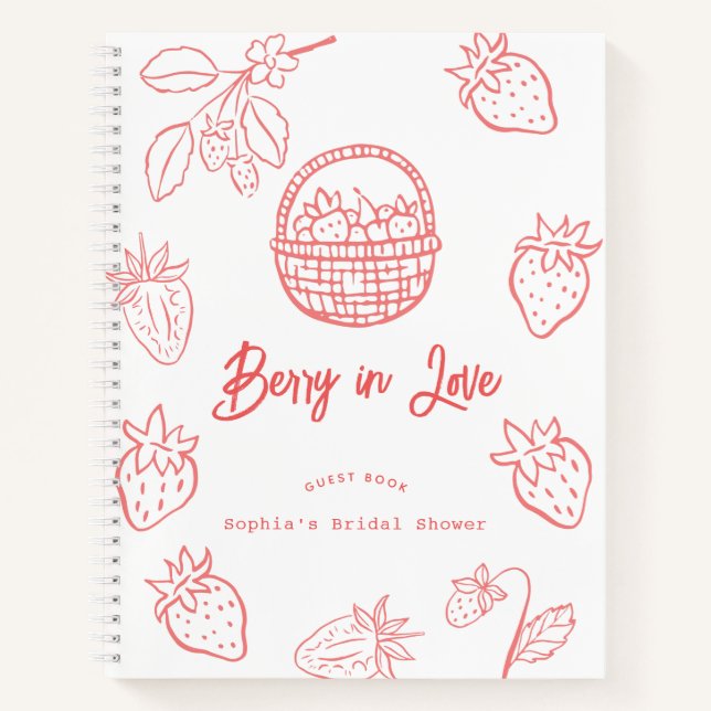 Carnet Berry in Love Hand-drawn Strawberry Bridal Shower (Devant)