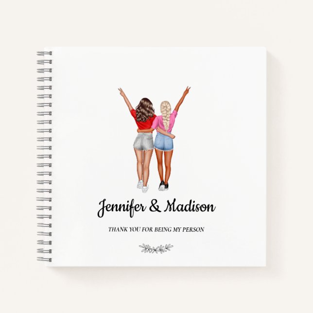 Carnet Best Friends BFF Besties Friendship Nom personnali (Devant)
