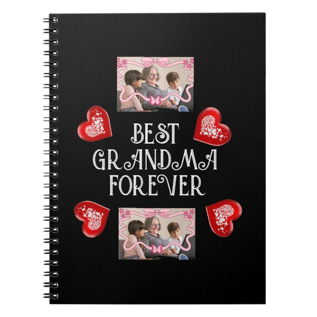 CARNET BEST GRANDMA FOREVER 2 PHOTOS SIMPLE NOIR (Devant)