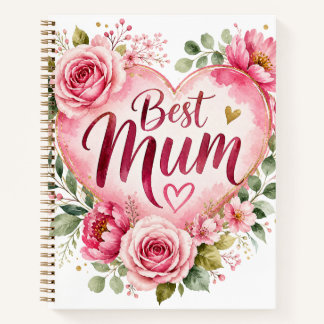 Carnet Best Mum Aquarell Blumenherz Design