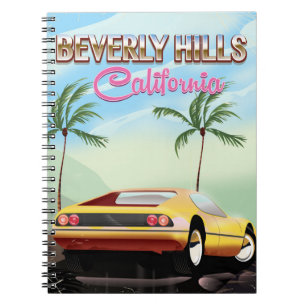 Carnet Beverly Hills Californie affiche de voyage rétro
