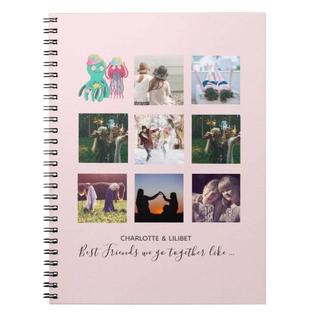 Carnet BFF Photo Collage Jellyfish Octopus Cadeau personn (Devant)