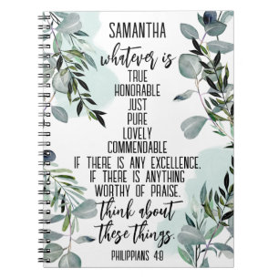 Carnet Bible chrétienne contre Philippiens 4 8 Eucalyptus