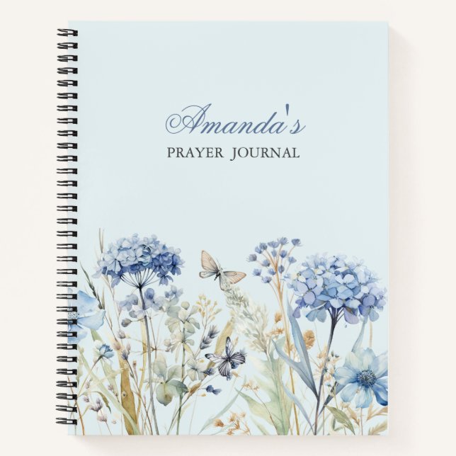 Carnet Bible florale bleue personnalisée Verse (Devant)