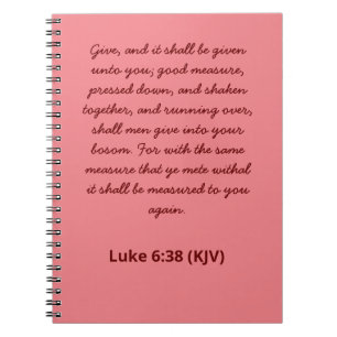 Carnet Bible Verse Donnant Luc 6:38 (KJV) Saint-Valentin