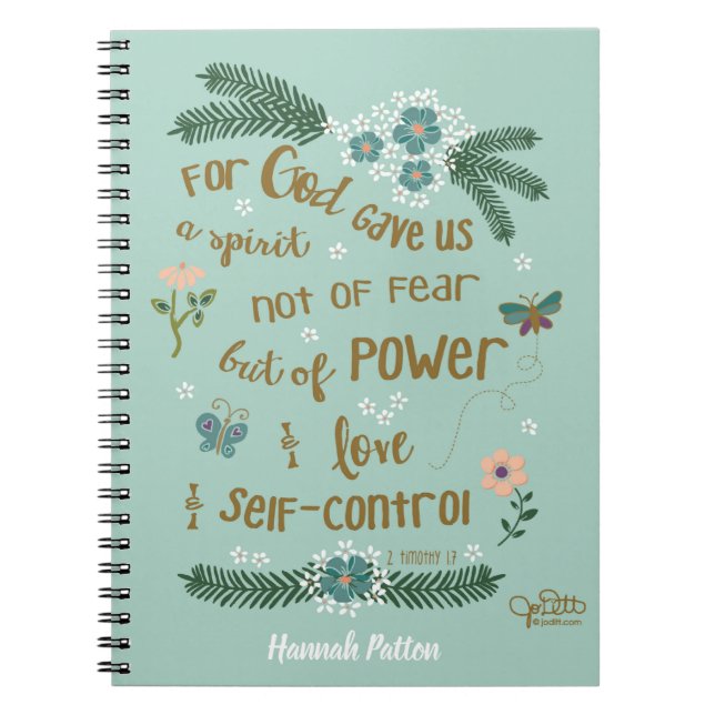Carnet Bible Verse Écriture Mint Floral Personnalisé (Devant)