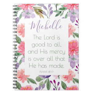 Carnet Bible Verse Floral Purple Notebook