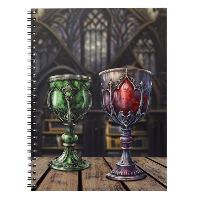 Carnet Bibliothèque médiévale gothique verte rouge Goblet (Devant)