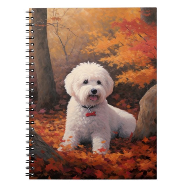 Carnet Bichon Frise à l'automne Feuilles automne Inspire (Devant)