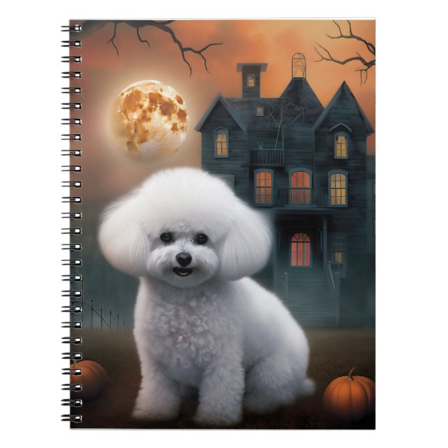 Carnet Bichon Frise Halloween effroi (Devant)