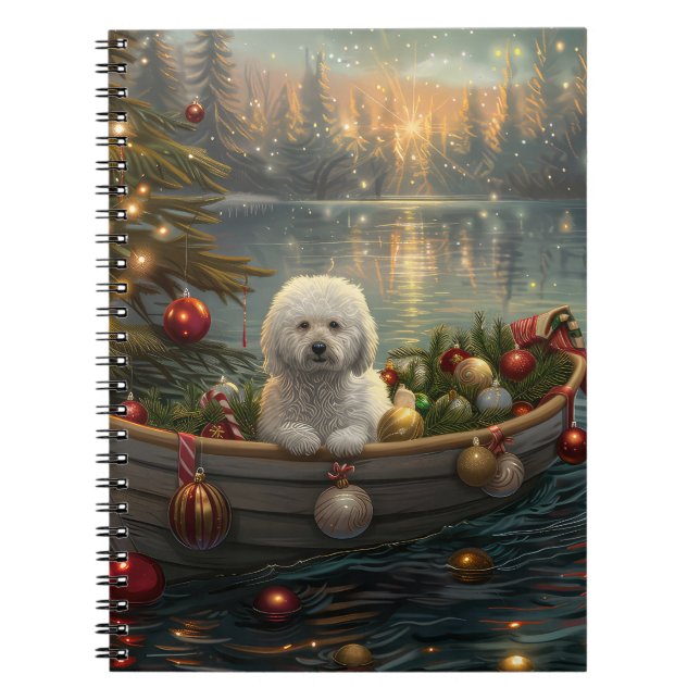Carnet Bichon Frise Noël Festive Voyage (Devant)
