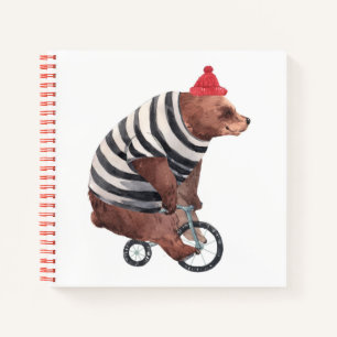 Carnet Bicyclette Ours amusant