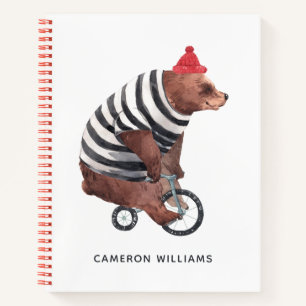 Carnet Bicyclette Ours amusant   Ajouter Votre Nom