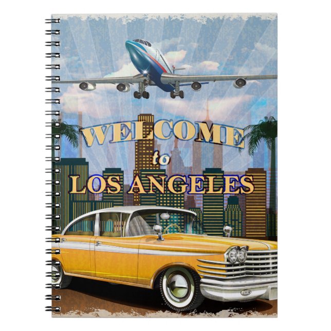 Carnet Bienvenue à l'affiche rétro de Los Angeles. (Devant)