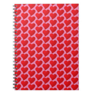 Carnet Big Red Hearts motif rose