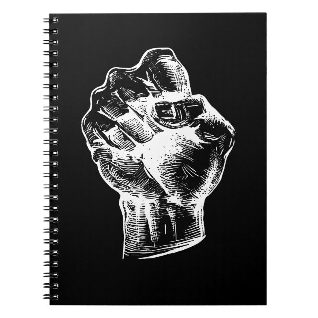 Carnet Big White Linocut-style Fist Illustration (Devant)