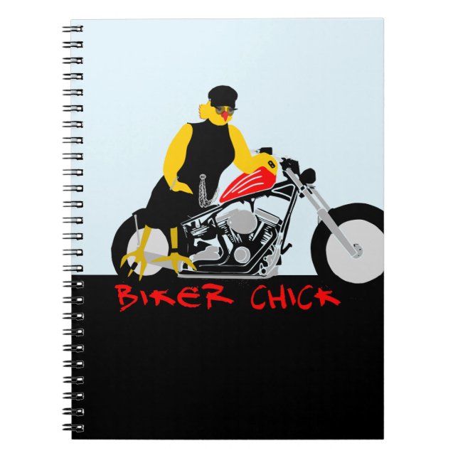 Carnet BIKER CHICK assise sur sa moto (Devant)