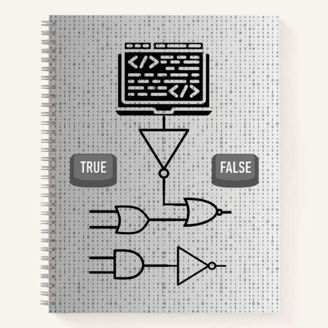 Carnet Binary Logic Spiral Notebook – Modern Design  (Devant)