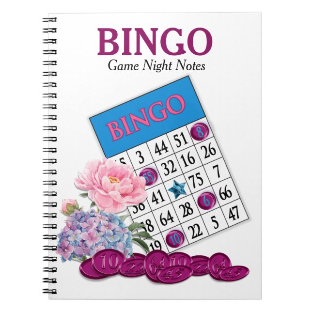 Carnet Bingo Game Notes de nuit Fleurs roses (Devant)