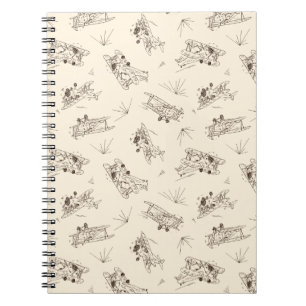 Carnet Biplans Art Déco rugissants - motif esquissé.