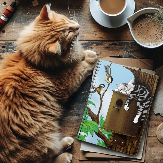 Carnet Birdhouse Tabby Cat Napping (Créateur téléchargé)