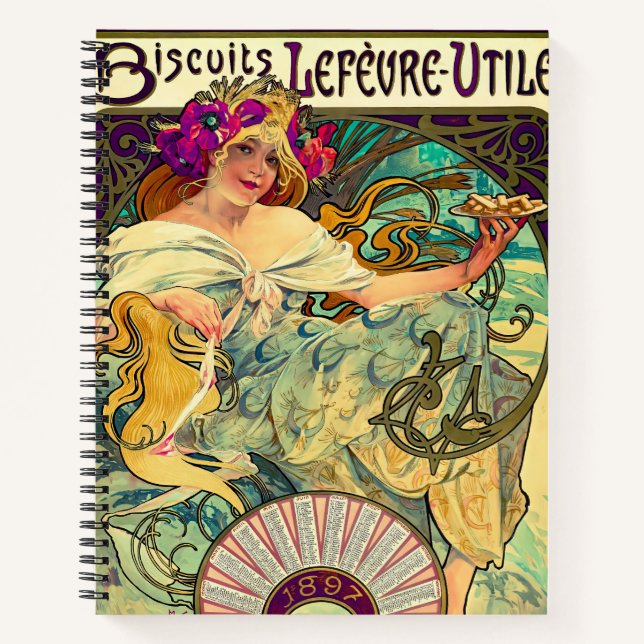 Carnet Biscuits Lefevre-Utile par Alphonse Mucha (1896) (Devant)
