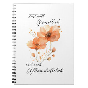 Carnet Bismillah Alhamdullilah Orange Floral