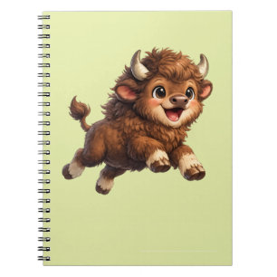 Carnet Bison Mignon aux Grands Yeux Cartoon de Faune Heur