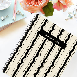 Carnet Black and Cream Stripes Fun Simple Elegant Custom